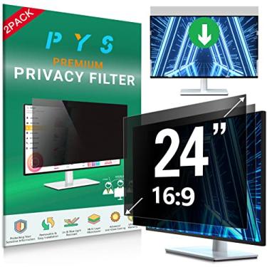 Imagem de PYS [Pacote com 2 filtros de tela de privacidade para computador de 24 polegadas para monitor widescreen 16:9 - Filtro de privacidade removível fácil - Proteção ocular antirreflexo luz azul escudo de