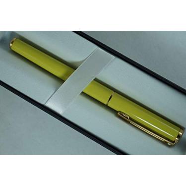 Imagem de Caneta esferográfica Made in the USA Sheaffer Agio Angle Canary e caneta esferográfica de ouro 22KT