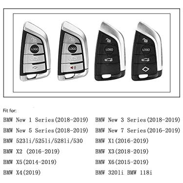Imagem de CSHU Fibra de carbono Proteção do porta-chaves do carro Proteção do porta-chaves do carro Porta-chaves Porta-chaves com anel, adequado para BMW X3 X1 X5 X6 7 Série 3, vermelho