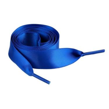 Imagem de 1Pair 2CM Width Flat Ribbon Shoe Laces Rubber Sneakers Silk Satin Shoelace Boot Shoelaces (Color : 17 Rolay Blue, Size : 150cm)