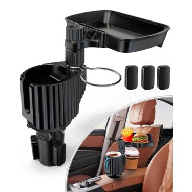 Imagem de IPOW Bandeja expansora de suporte de copo de carro atualizada, bandeja destacável 4 em 1 com suporte para telefone, suporte de copo duplo compatível com garrafa Yeti/Hydro Flask, acessórios essenciais