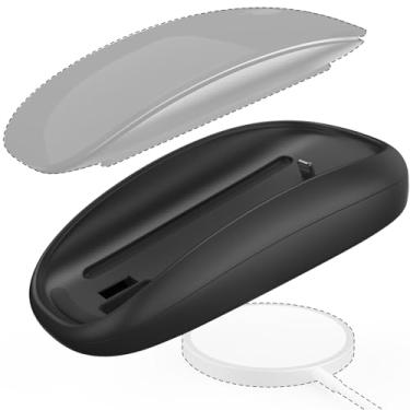 Imagem de TATOFY Carregador de mouse compatível com cabo Magic Mouse 2 (lighting) com suporte de carregamento sem fio, base ergonômica (preto)
