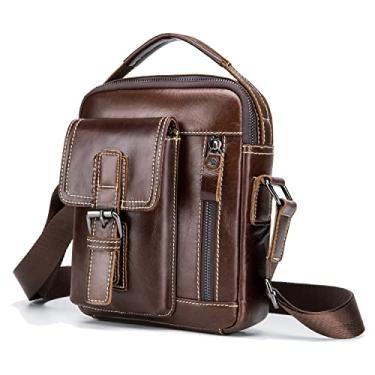 Imagem de Bolsa carteiro de couro para homens, negócios, viagens, uso ao ar livre, bolsa casual, bolsa de mão, mochila, #02coffee