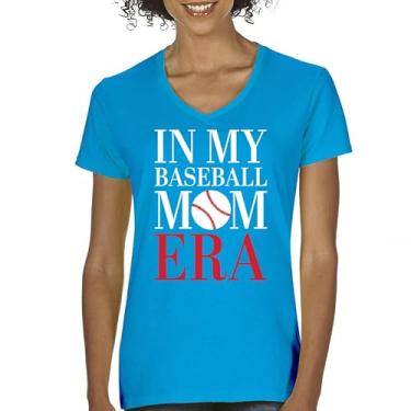 Imagem de Camiseta feminina com gola V in My Baseball Mom of Boys Best Team Supporter Mother Active Sports Child Mommy, Turquesa, XXG