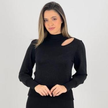 Imagem de Blusa de Lã Via Tricot Brilhosa Gola Alta Feminina-Feminino