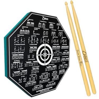 Imagem de Kit Pad Estudo Bateria Praticável 8 Polegadas Ou 20cm Rudimentos Essenciais + Par de Baquetas Classic Series Zaidan's By Spanking (2B)