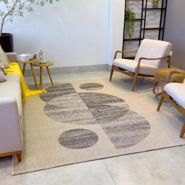 Imagem de Tapete Para Sala Luxo Moldura 200X250 Novo Decorativo Moderno (NASCENTE 77 BEGE CHUMBO, 200X250)