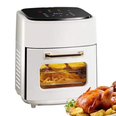 Imagem de Air Fryer, 15l Visual Air Fryer Com Grill, Forno Inteligente 1400w Com Tela De Toque Digital Fritadeira Sem óLeo, Tempo E Temperatura AjustáVeis ​​Para RefeiçõEs RáPidas E FáCeis,White