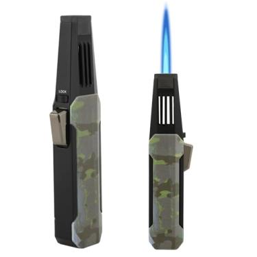 Imagem de Isqueiro de butano, tocha de soldagem, chama super longa, tocha de cozinha recarregável, à prova de vento, chama ajustável, lanterna de sopro com creme Brulee e cozimento — gás butano não está