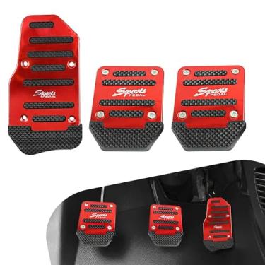Imagem de Sumjig Kit de pedal de carro de 3 peças, liga + borracha antiderrapante transmissão acelerador pedal de freio capa de pedal de freio embreagem pedal antifricção, acessórios de modificação, para a
