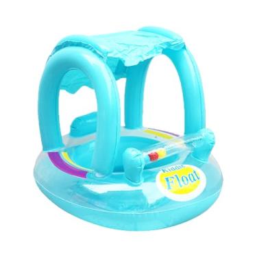 Imagem de Boia Inflável Com Cobertura Fralda E Proteção Bebê Plástico Azul