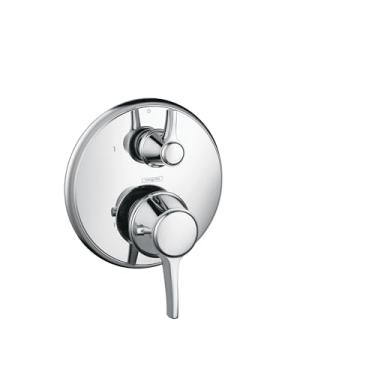 Imagem de hansgrohe Ecostat Classic Premium Volume e Controle Automático de Temperatura 2 Manoplas 17,78 cm de Largura Acabamento de Chuveiro Termostático para Válvula com Desviador em Cromo, 15753001, Pequena