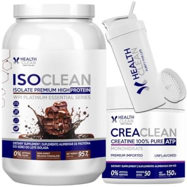 Imagem de Whey Isolado Isoclean Chocolate Belga Meio Amargo 900g + Creaclean 150g + Coqueteleira - Health Clean