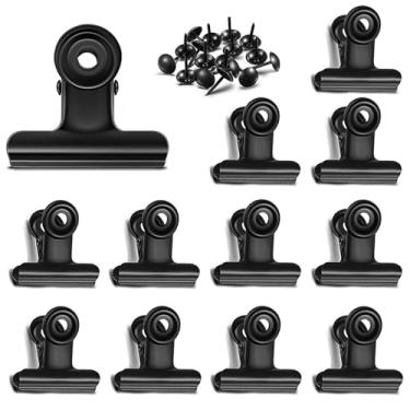 Imagem de Clipes de fichário de metal preto buldogue com mola forte - pequenos, 38 mm, grampos de vedação para sacos de café e chá, clipes decorativos para grade de fotos DIY