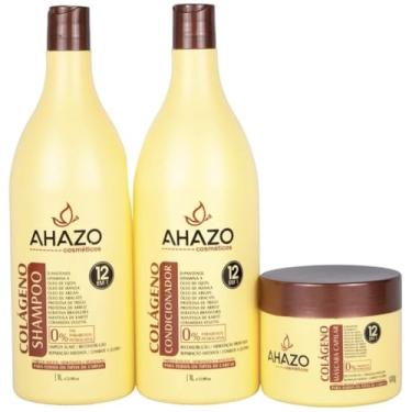 Imagem de KIT TRATAMENTO CAPILAR MÁSCARA DE COLÁGENO PROFISSIONAL AHAZO 3 UND -RESTAURAÇÃO