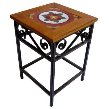 Imagem de Banco De Ferro E Madeira Rústico Com Ladrilho Hidráulico Azulejo Ladrilho F2