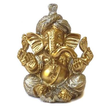 Imagem de Ganesha decorativa em resina Hindu Deus Sorte Prosperidade Sabedoria B