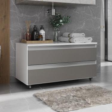 Imagem de Gabinete Banheiro Rodinhas 80cm 02 Gavetas JOIA  - MOVEIS JOIA, Branco