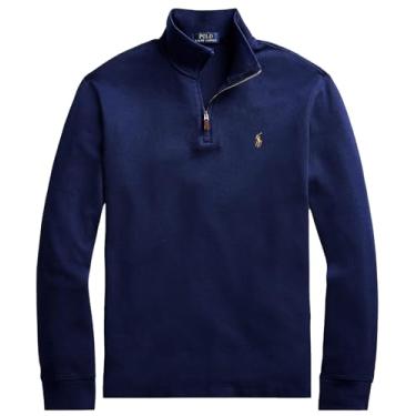 Imagem de POLO RALPH LAUREN Suéter pulôver masculino grande e alto com nervuras, Azul-marinho fra...
