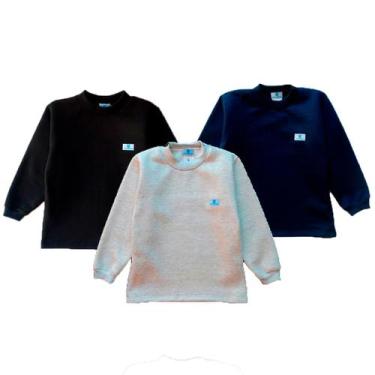 Imagem de Kit 3 blusas de moletom Manabana flanelado infantil, 1, Kit 01