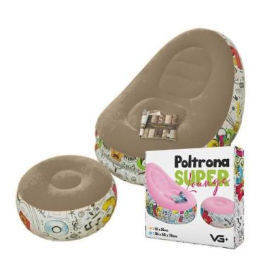 Imagem de Poltrona Inflável Super Lounge Grafite Com Puff Vg+ Marrom - Vg Plus