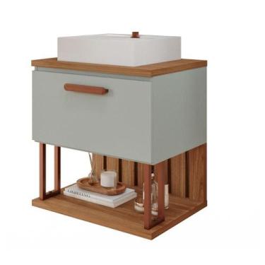 Imagem de Gabinete Para Banheiro 60 Cm 100% Mdf Nicho 1 Porta Basculante Duna Mg