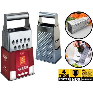 Imagem de Ralador Multiuso 4 Faces Aço Inox Cozinha Chocolate Nozes Clink CK4564