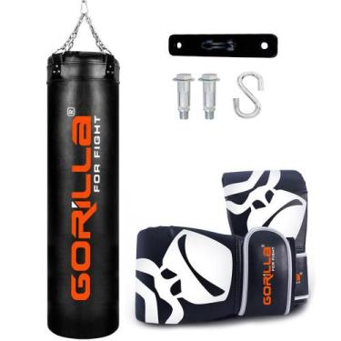 Imagem de Saco De Pancada Boxe 160 + Luva Pro + Suporte Teto Gorilla, Aço, Teto