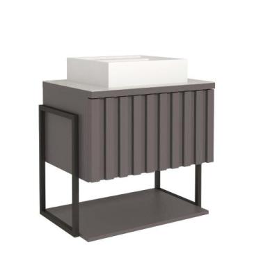 Imagem de Gabinete Para Banheiro 60Cm 100% Mdf Metalon 20X20 1 Porta Basculante 