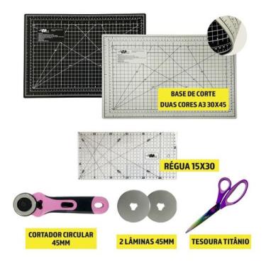 Imagem de Base Corte A3 Placa 45x30 Preta e Cinza Cortador 45mm 2 laminas Régua 