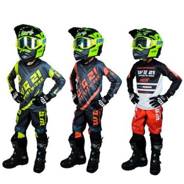 Imagem de Roupa Motocross Conjunto Infantil Trilha Off-road Cross WG21 - AMX, Wg