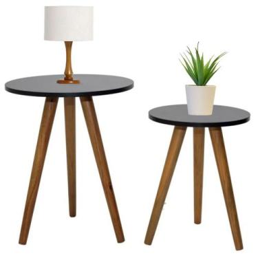 Imagem de Conjunto Mesa De Enfeite Para Casa Mesinha Tripé Retrô Decoração Para 