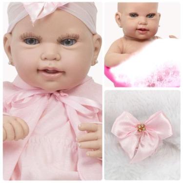 Imagem de Bebe Tipo Reborn Real Olhos Azuis 100% Silicone Com Cílios - Cegonha R