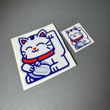 Imagem de DXYMOO Adesivo de carro fofo gato da sorte fita de vinil motocicleta carro caminhão corpo janela laptop capacete decalque 2 peças