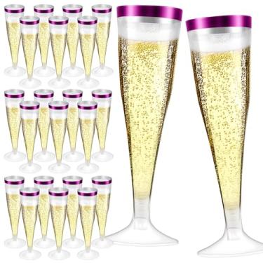 Imagem de Dyrfolm 100 peças de taças de champanhe de plástico, taças de champanhe de plástico de 130 ml, taça de champanhe descartável transparente, taças de brinde de plástico para festas, casamentos, bebidas,