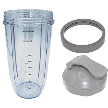 Imagem de Blendin Copo Grande De 32 Onças Com Tampa Móvel E Anel Labial, Compatível Com Espremedor De Suco Nutribullet 600W 900W Cinza