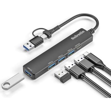 Imagem de Hub USB 3.0 com porta de dados USB C, hub USB 2 em 1, 5 portas, divisor USB portátil para laptop, extensor USB C para MacBook Pro, iMac, Surface Pro, Dell XPS, PS5, PC, HDD móvel e mais