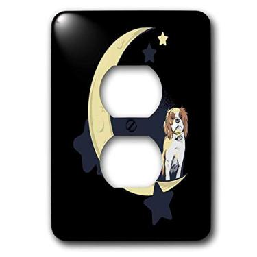Imagem de 3dRose Capa para interruptor de luz lsp_306964_6, Cavalier King Charles Spaniel cachorro com lua e estrelas