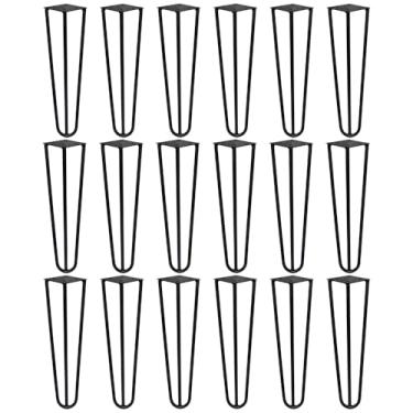 Imagem de Kit 18 Pés de Metal 25 CM Hairpin Legs Mesas de Centro Puffs Preto G41