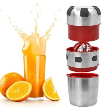 Imagem de Espremedor Extrator De Frutas Limão Laranja Suco Fatiador Cortador Verduras Legumes Manual Inox Multifuncional