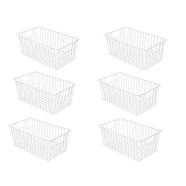 Imagem de Y.Z.Bros Cestas do Organizador do Armazenamento do Fio do Congelador de 16 Polegadas, Escaninhos do Refrigerador do Agregado Familiar com Punhos Incorporados para O Armário, Despensa, Armário