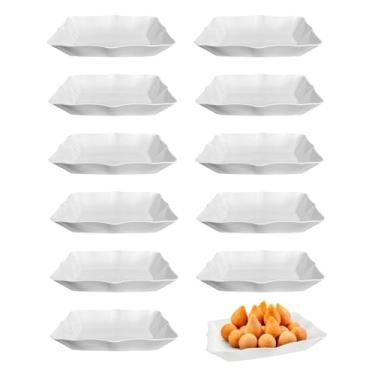 Imagem de Kit 12 Travessa Branca Lanches Servir Porções Salgados Petisco Food Truck