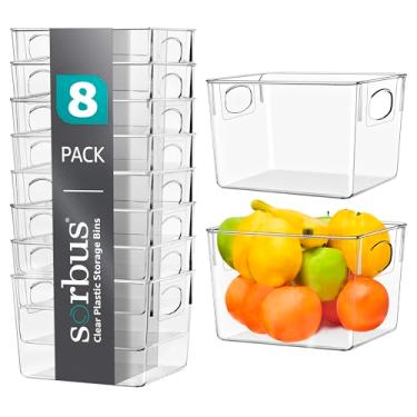 Imagem de Sorbus Caixas Médias de Armazenamento de Plástico - para Organização de Cozinha, Organizadores de Despensa e Armazenamento, Organizador de Geladeira, Organizador de Armário, Caixas Organizadoras de Ge