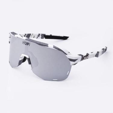 Imagem de Óculos de Sol HUPI Huez Camo Preto e Cinza - Lente Prata Espelhado, Br