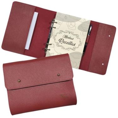 Imagem de Agenda Minhas Receitas 185-R Personalizada Raffai Couros, Vermelho