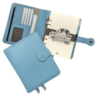 Imagem de Agenda Meu Pet Couro 167-R Personalizada Raffai Couros, Azul Turquesa