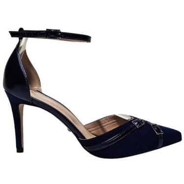 Imagem de Scarpin Suede Navy com Fivelas e Salto Sofisticado - Ana Kross, 37, Az