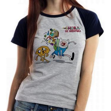 Imagem de Camiseta Baby Look Blusa Feminina  Adventure Time Jake Finn mochila - 