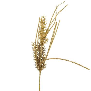 Imagem de Galho Decorativo Natal Alecrim Glitter Dourado Luxo 57cm - Bela Flor