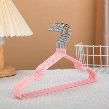 Imagem de Kit 10 Cabides em Metal Emborrachado Infantil Bebê - FRATELLI, ROSA